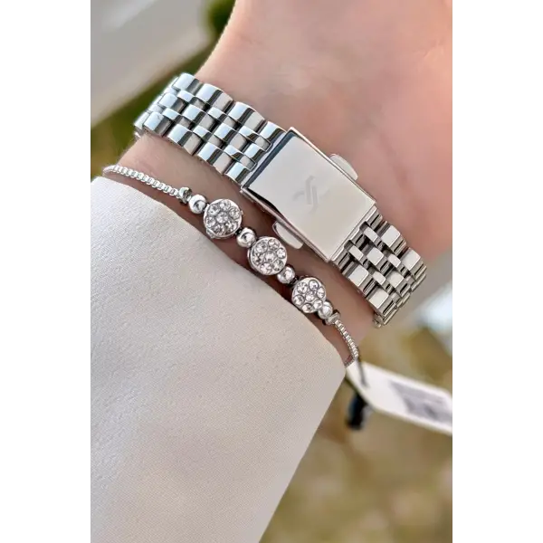 Daniel Klein DKISTE1478 Kadranı ve Kordonu Gümüş Renk Kadın Kol Saati ve Bileklik