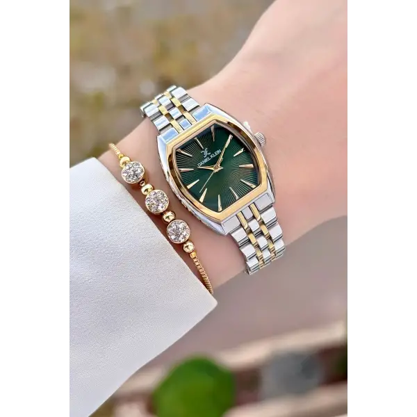 Daniel Klein DKISTE1447 Kadranı Yeşil Kordonu Gold Gümüş Renk 2 Yıl Garantili Kadın Kol Saati ve Bileklik
