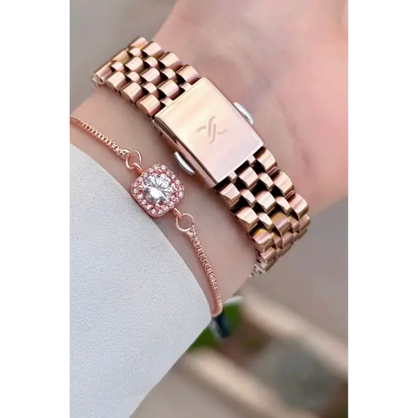 Daniel Klein DKISTE1483 Rose Renk Kesme Camlı Kadın Kol Saati ve Bileklik