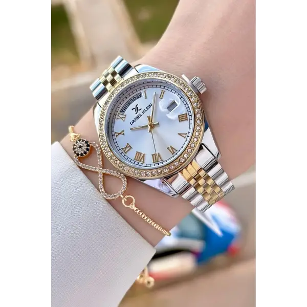 Daniel Klein DKISTE1488 Gold Gümüş Renk Kadın Kol Saati ve Bileklik