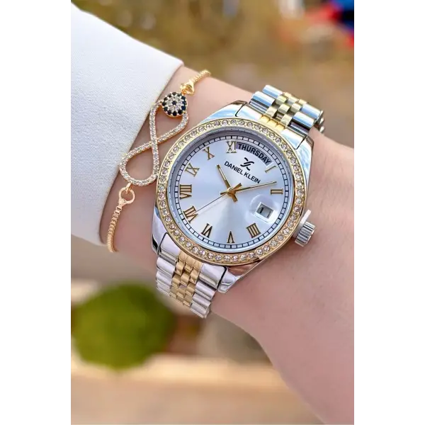 Daniel Klein DKISTE1488 Gold Gümüş Renk Kadın Kol Saati ve Bileklik