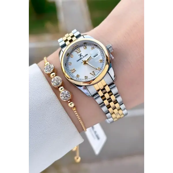 Daniel Klein DKISTE1492 Gold Gümüş Renk Kadın Kol Saati ve Bileklik