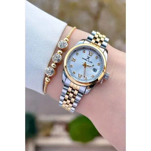 Daniel Klein DKISTE1492 Gold Gümüş Renk Kadın Kol Saati ve Bileklik