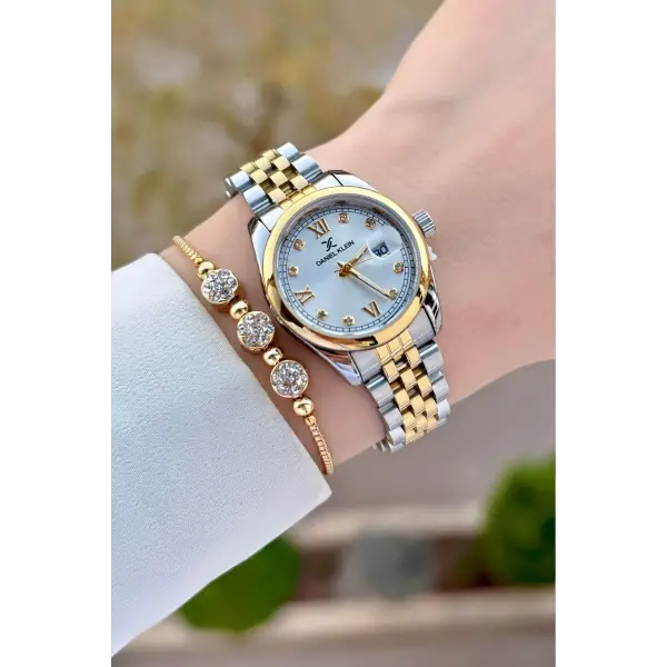 Daniel Klein DKISTE1492 Gold Gümüş Renk Kadın Kol Saati ve Bileklik