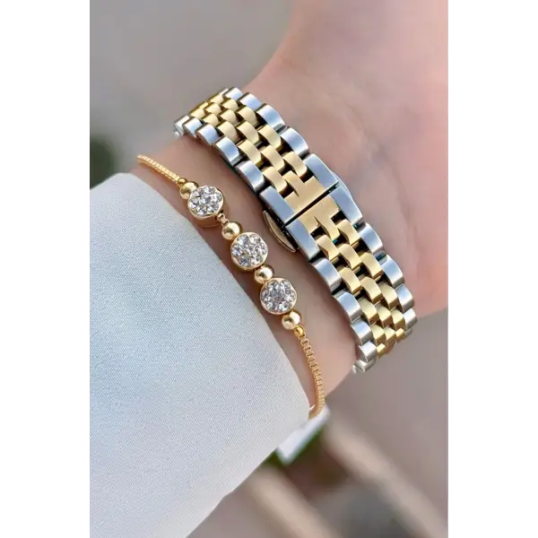 Daniel Klein DKISTE1492 Gold Gümüş Renk Kadın Kol Saati ve Bileklik