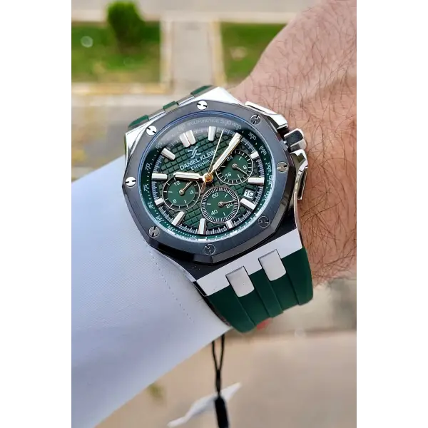 Daniel Klein DKISTE1467 Kasası Gümüş Kordonu Yeşil Renk Göstergeleri Aktif Erkek Kol Saati