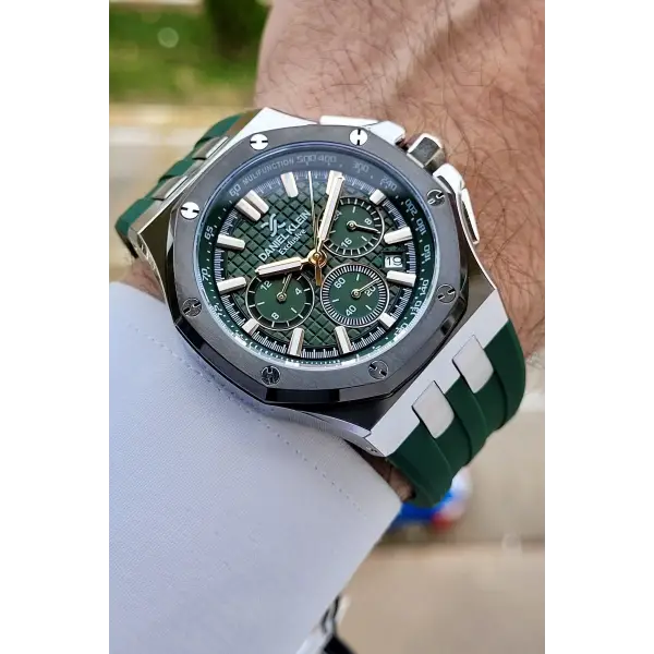 Daniel Klein DKISTE1467 Kasası Gümüş Kordonu Yeşil Renk Göstergeleri Aktif Erkek Kol Saati