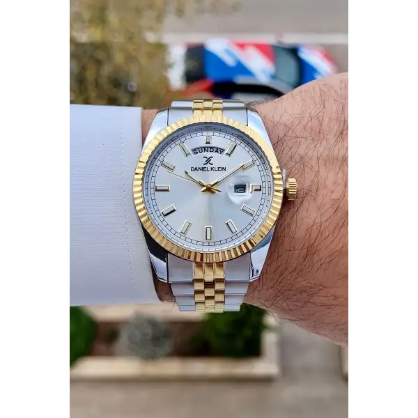 Daniel Klein DKISTE1461 Gold Gümüş Renk Fonksiyonlu Klipsli Erkek Kol Saati
