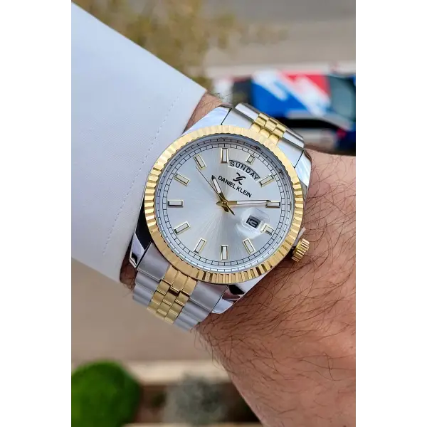 Daniel Klein DKISTE1461 Gold Gümüş Renk Fonksiyonlu Klipsli Erkek Kol Saati
