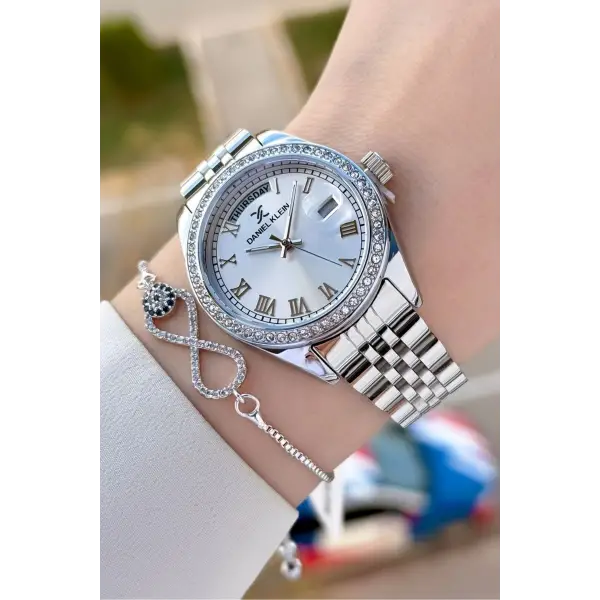 Daniel Klein DKISTE1487 Gümüş Renk Kadın Kol Saati ve Bileklik