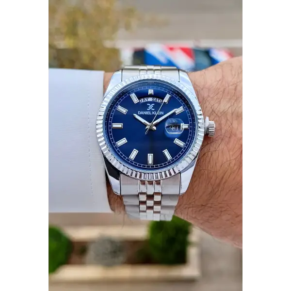Daniel Klein DKISTE1458 Kadranı Lacivert Kordonu Gümüş Renk Fonksiyonlu Klipsli Erkek Kol Saati