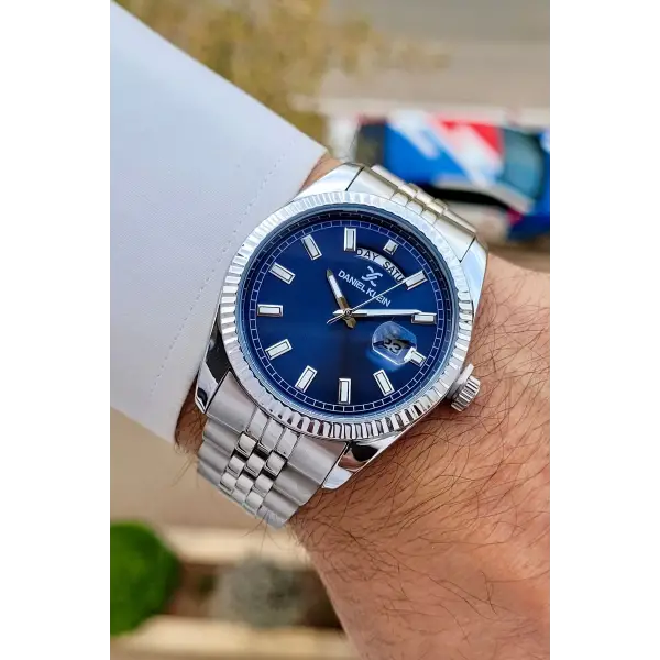 Daniel Klein DKISTE1458 Kadranı Lacivert Kordonu Gümüş Renk Fonksiyonlu Klipsli Erkek Kol Saati