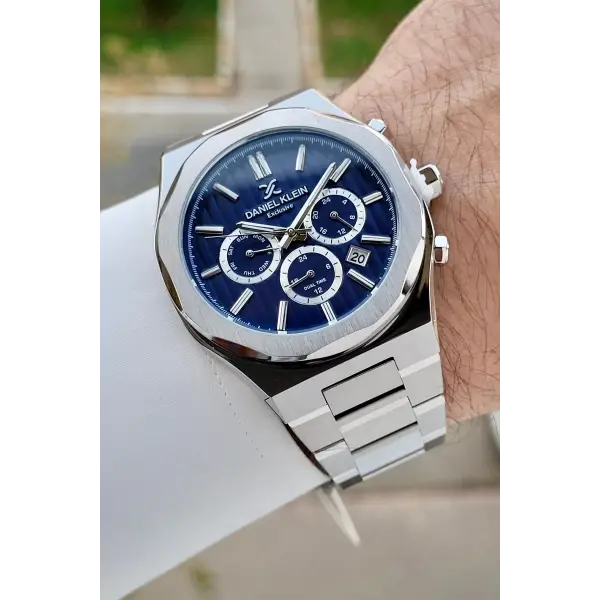 Daniel Klein DKISTE1455 Kadranı Lacivert Kordonu Gümüş Renk İç Göstergeleri Aktif Klipsli Erkek Kol Saati