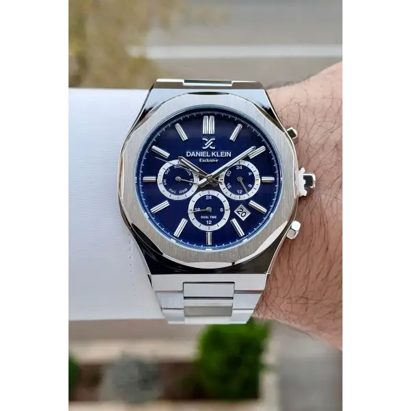Daniel Klein DKISTE1455 Kadranı Lacivert Kordonu Gümüş Renk İç Göstergeleri Aktif Klipsli Erkek Kol Saati