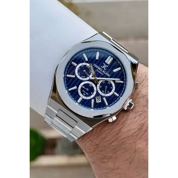Daniel Klein DKISTE1455 Kadranı Lacivert Kordonu Gümüş Renk İç Göstergeleri Aktif Klipsli Erkek Kol Saati
