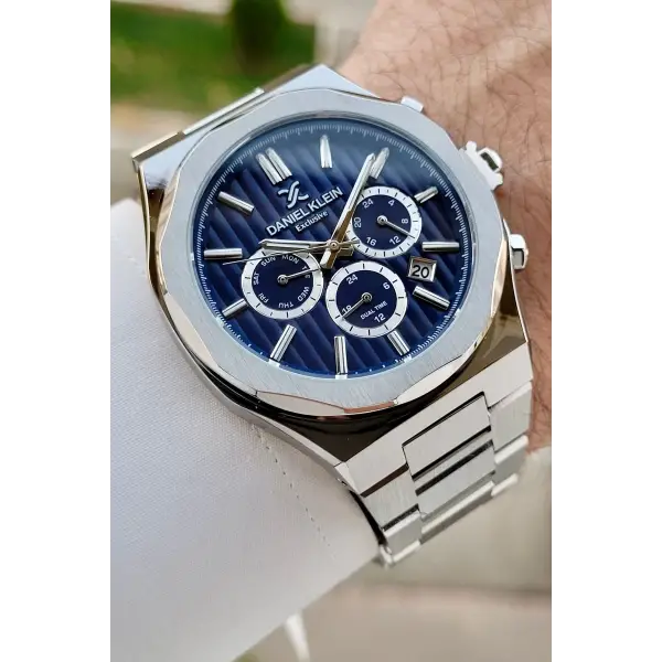 Daniel Klein DKISTE1455 Kadranı Lacivert Kordonu Gümüş Renk İç Göstergeleri Aktif Klipsli Erkek Kol Saati
