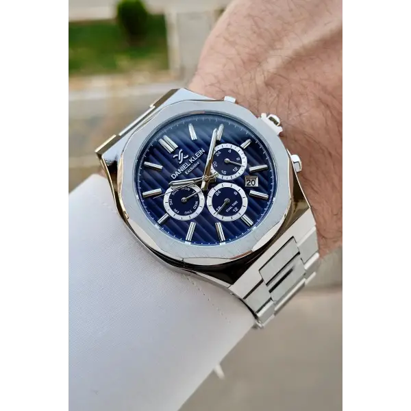 Daniel Klein DKISTE1455 Kadranı Lacivert Kordonu Gümüş Renk İç Göstergeleri Aktif Klipsli Erkek Kol Saati