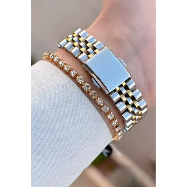 Daniel Klein DKISTE1500 Kadranı Siyah Kordonu Gold Gümüş Renk Kadın Kol Saati ve Bileklik