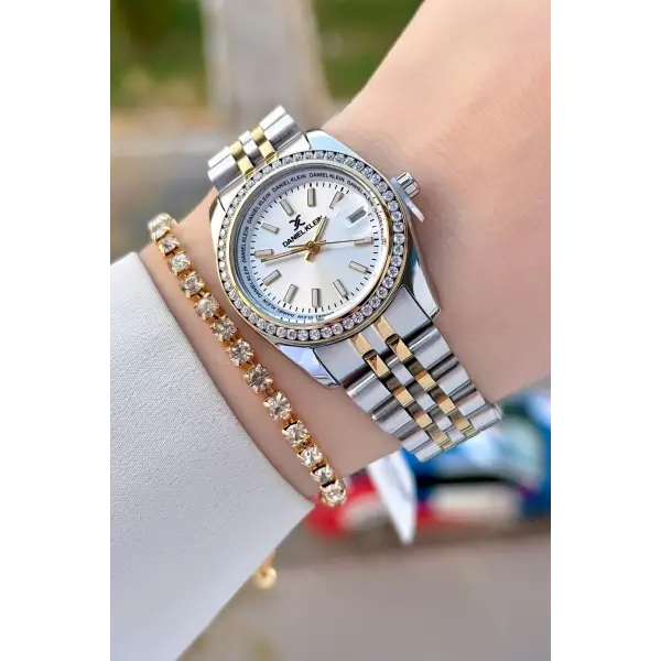 Daniel Klein DKISTE1498 Gold Gümüş Renk Kadın Kol Saati ve Bileklik