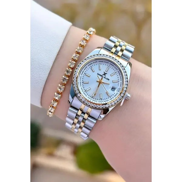 Daniel Klein DKISTE1498 Gold Gümüş Renk Kadın Kol Saati ve Bileklik