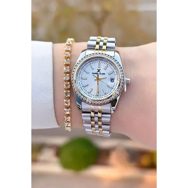 Daniel Klein DKISTE1498 Gold Gümüş Renk Kadın Kol Saati ve Bileklik