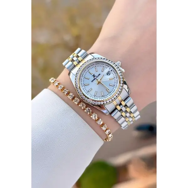 Daniel Klein DKISTE1498 Gold Gümüş Renk Kadın Kol Saati ve Bileklik