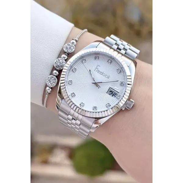 Gold Gümüş Renk 5 ATM Kadın Kol Saati ve Bileklik