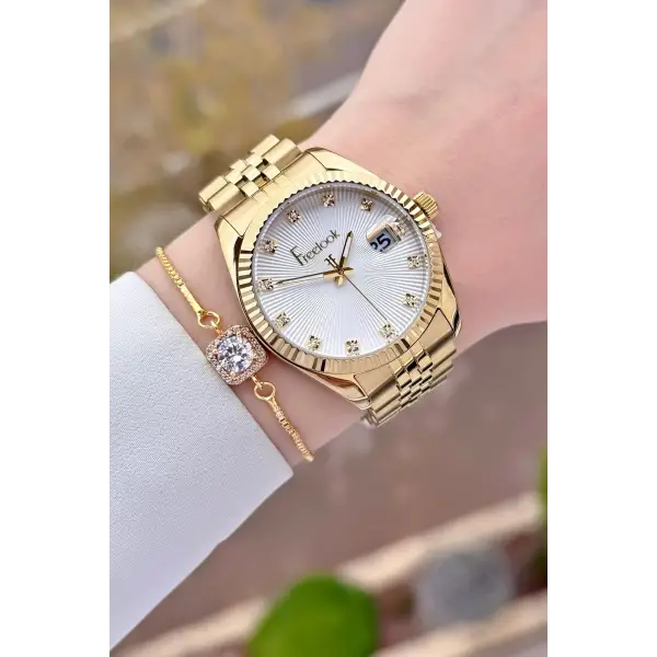 Freelook FLISTE43 Gold Renk Kadın Kol Saati ve Bileklik