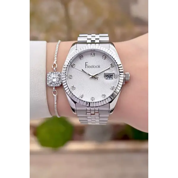 Freelook FLISTE45 Gümüş Renk Kadın Kol Saati ve Bileklik