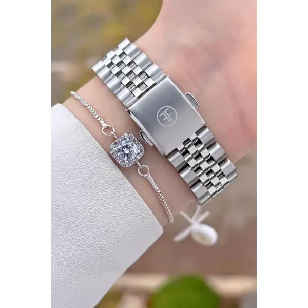 Freelook FLISTE45 Gümüş Renk Kadın Kol Saati ve Bileklik