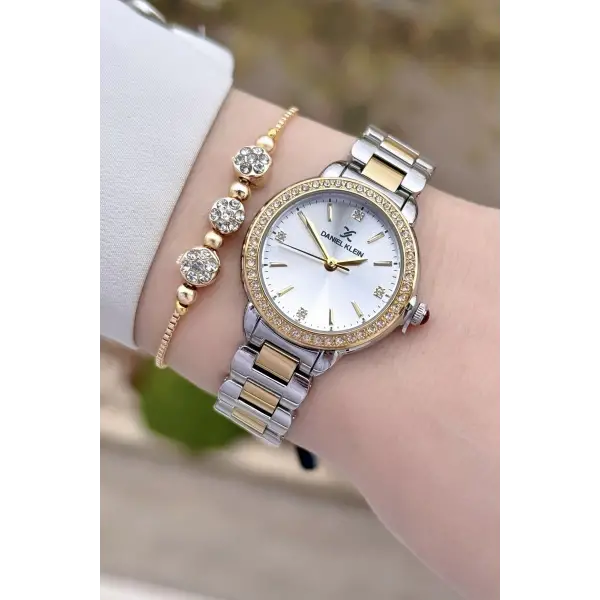 Daniel Klein DKISTE1506 Gold Gümüş Renk Kadın Kol Saati ve Bileklik