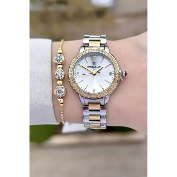 Daniel Klein DKISTE1506 Gold Gümüş Renk Kadın Kol Saati ve Bileklik