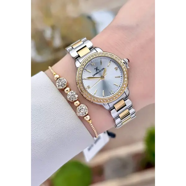 Daniel Klein DKISTE1506 Gold Gümüş Renk Kadın Kol Saati ve Bileklik