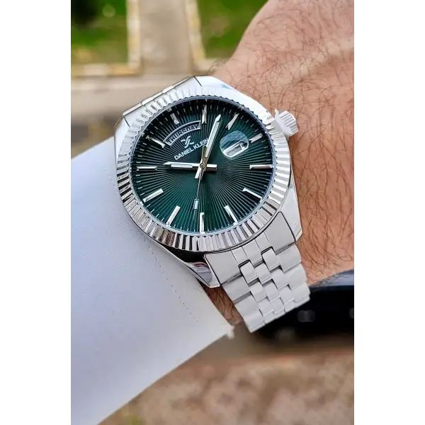 Daniel Klein DKISTE1476 Kadranı Yeşil Kordonu Gümüş Renk Erkek Kol Saati