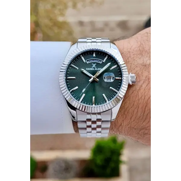 Daniel Klein DKISTE1476 Kadranı Yeşil Kordonu Gümüş Renk Erkek Kol Saati
