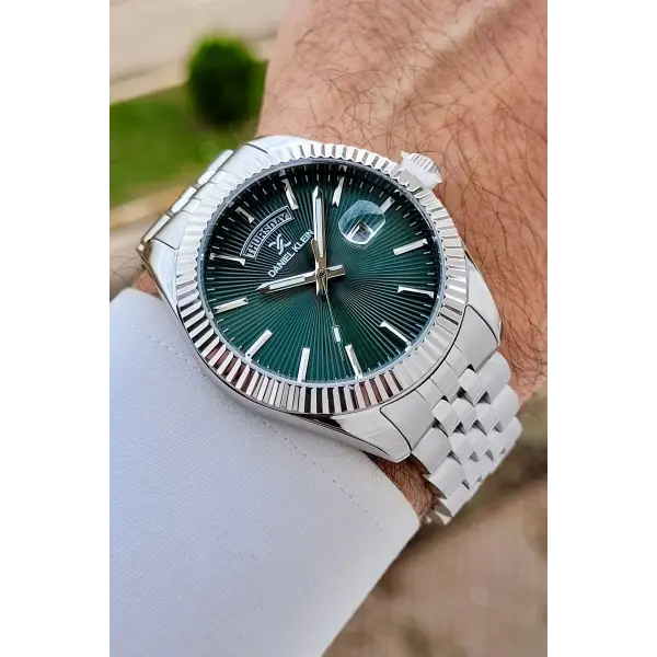 Daniel Klein DKISTE1476 Kadranı Yeşil Kordonu Gümüş Renk Erkek Kol Saati