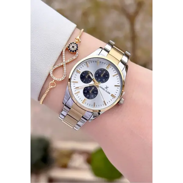Daniel Klein DKISTE1512 Gold Gümüş Renk Kadın Kol Saati ve Bileklik