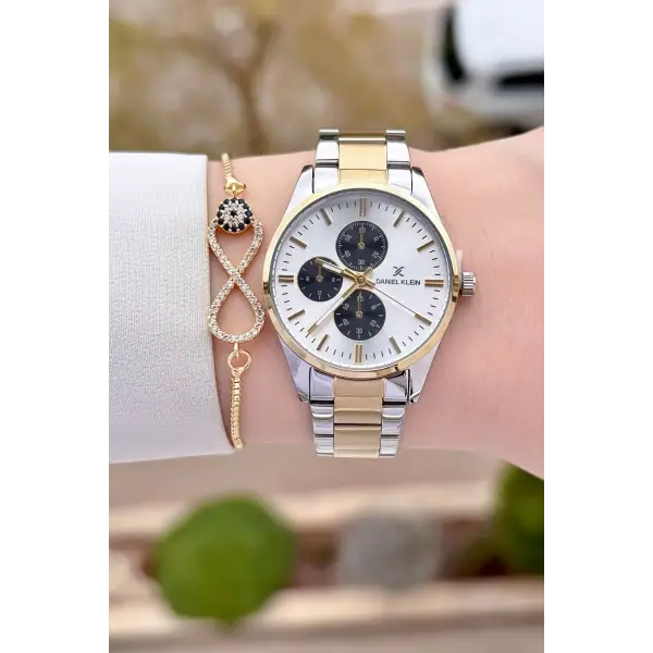 Daniel Klein DKISTE1512 Gold Gümüş Renk Kadın Kol Saati ve Bileklik