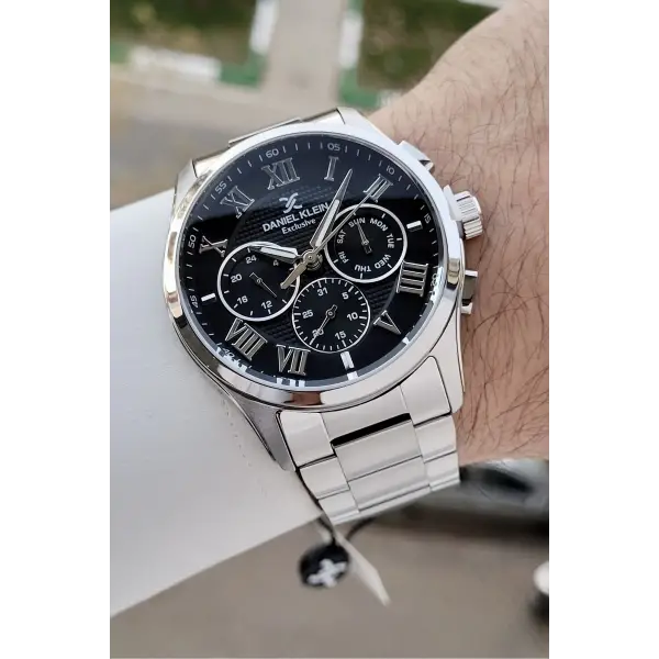 Daniel Klein DKISTE1528 Kadranı Siyah Kordonu Gümüş Renk 45 mm Erkek Kol Saati
