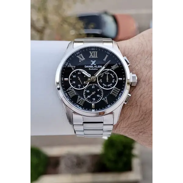 Daniel Klein DKISTE1528 Kadranı Siyah Kordonu Gümüş Renk 45 mm Erkek Kol Saati