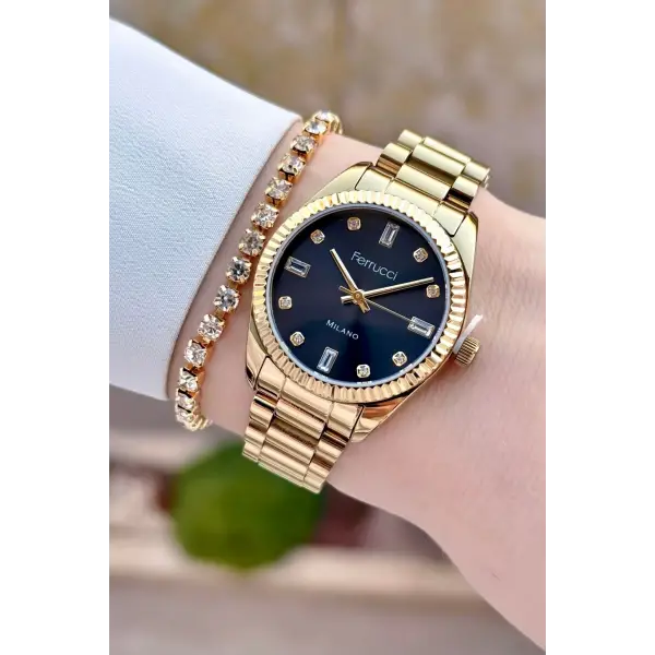 Ferrucci FCISTE330 Gold Renk 31 mm Kadın Kol Saati ve Bileklik