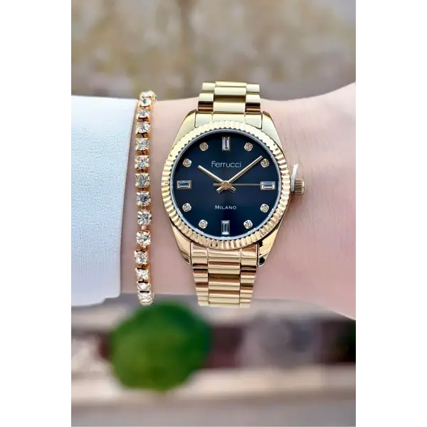 Ferrucci FCISTE330 Gold Renk 31 mm Kadın Kol Saati ve Bileklik