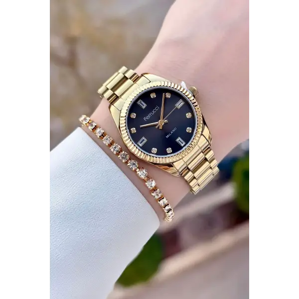 Ferrucci FCISTE330 Gold Renk 31 mm Kadın Kol Saati ve Bileklik