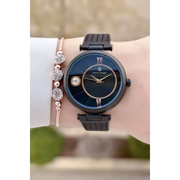 DAVID GUNER DGISTE108 Siyah Renk 34 mm Kadın Kol Saati ve Bileklik