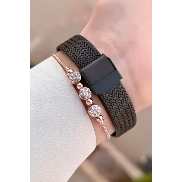 DAVID GUNER DGISTE108 Siyah Renk 34 mm Kadın Kol Saati ve Bileklik