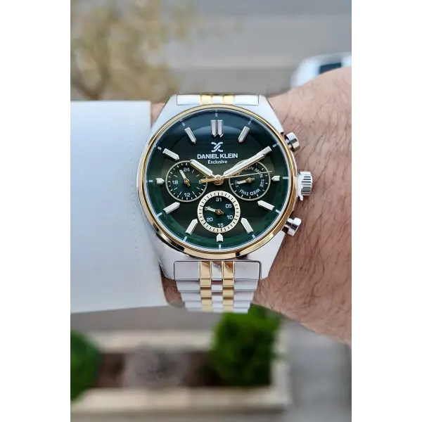 Daniel Klein DKISTE1518 Kadranı Yeşil Kordonu Gold Gümüş Renk 43 mm Erkek Kol Saati