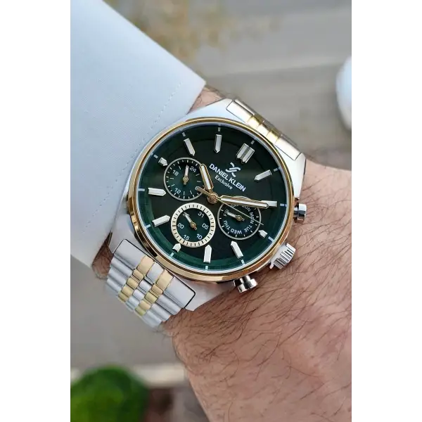 Daniel Klein DKISTE1518 Kadranı Yeşil Kordonu Gold Gümüş Renk 43 mm Erkek Kol Saati