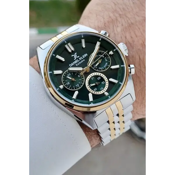 Daniel Klein DKISTE1518 Kadranı Yeşil Kordonu Gold Gümüş Renk 43 mm Erkek Kol Saati