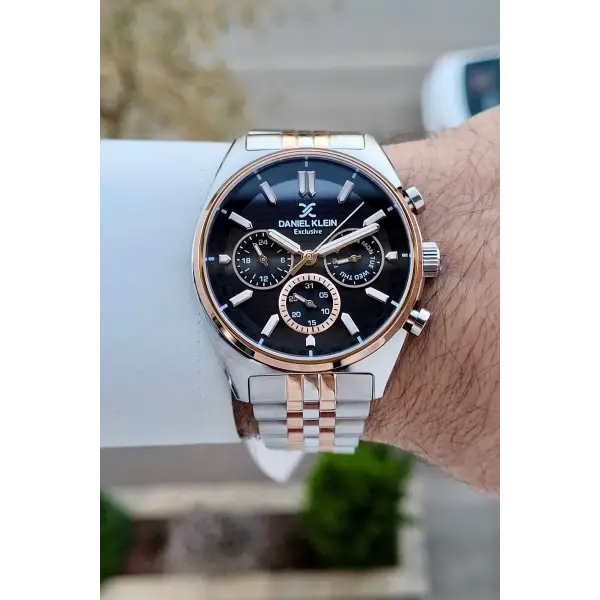 Daniel Klein DKISTE1448 Kadranı Siyah Kordonu Rose Gümüş Renk 43 mm Erkek Kol Saati