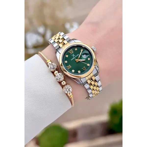 Daniel Klein DKISTE1534 Kadranı Yeşil Kordonu Gold Gümüş Renk Kadın Kol Saati ve Bileklik